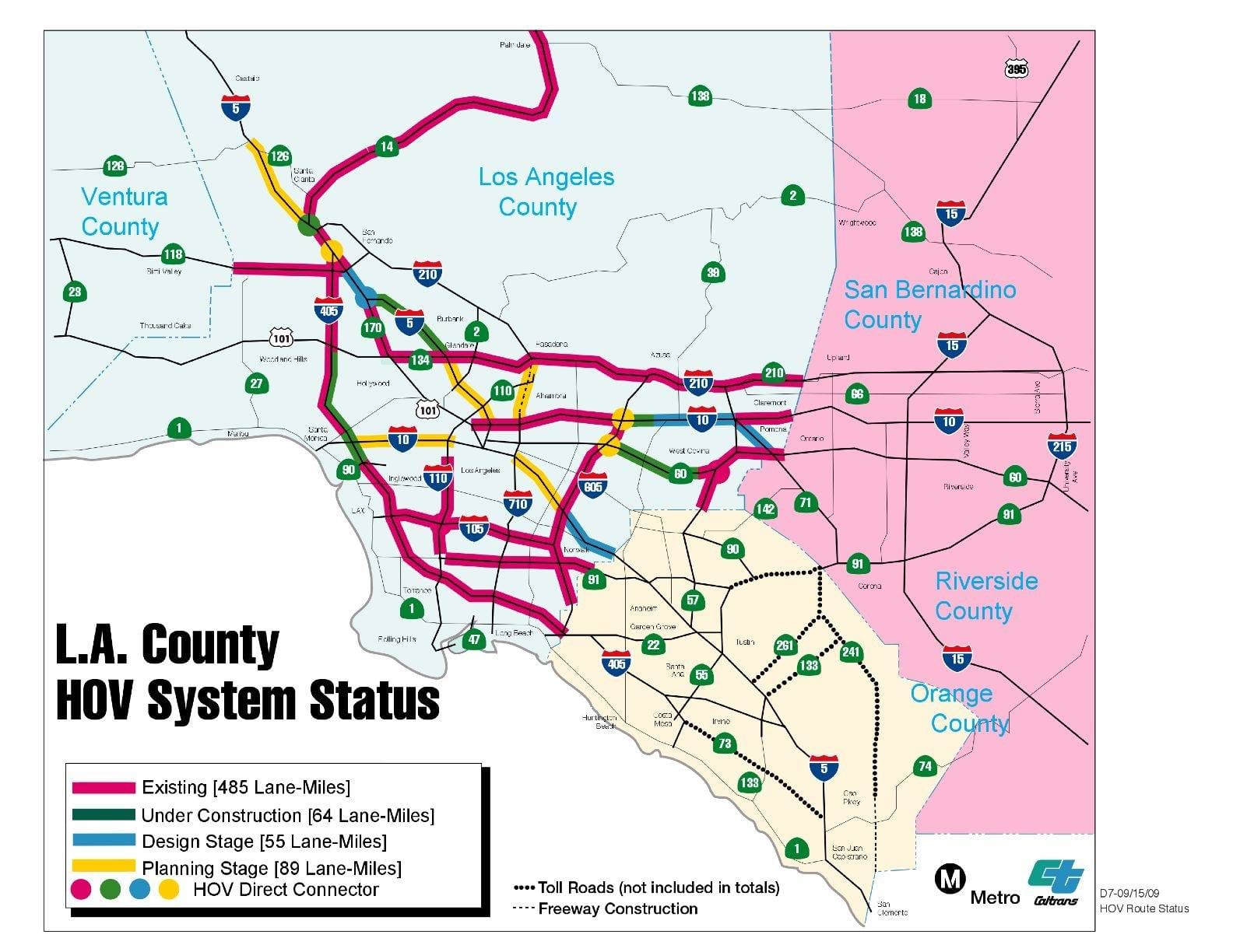 HOV Lane Map LA County