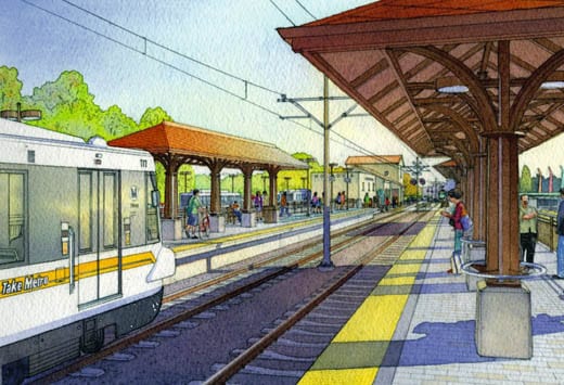 A rendering of the future Gold Line station in Monrovia