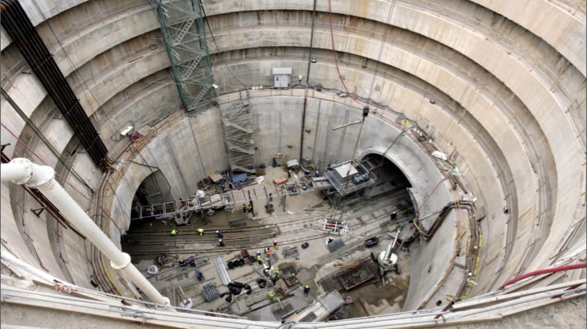 A mine shaft constructed as part of the new subway project in Barcelona.