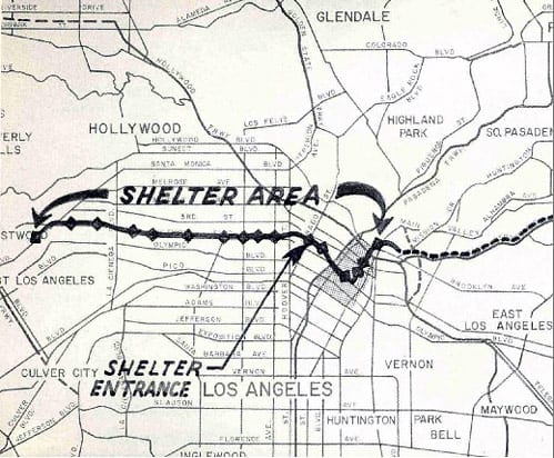1961 New Proposed Backbone Route Plan with Fallout Shelters