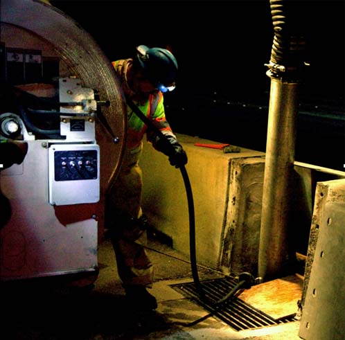 High-pressure waterline for I-405 drainage system