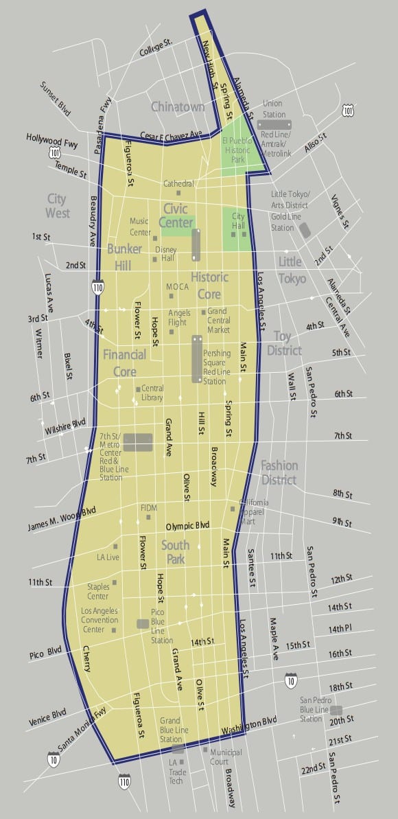 Downtown L.A. Streetcar project study area