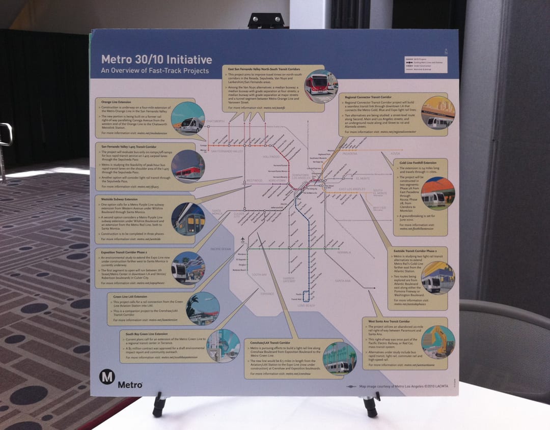 A 30-10 map on display at a Metro information table. A 30-10 map on display at a Metro information table.