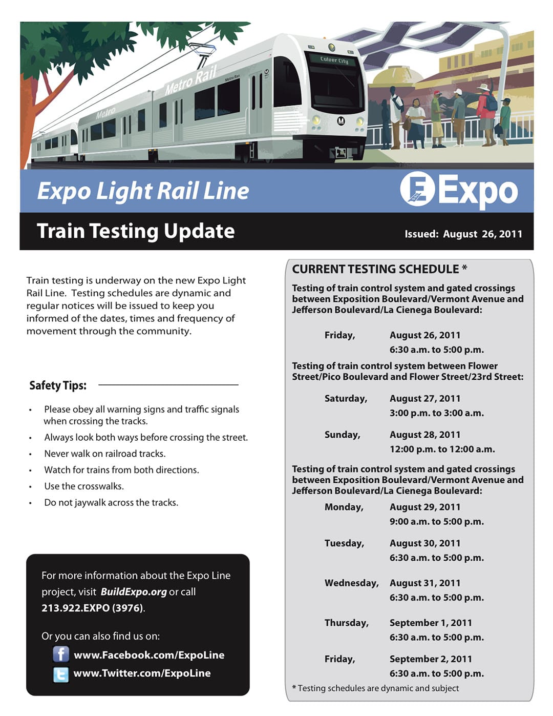 August 26 Expo Testing notice
