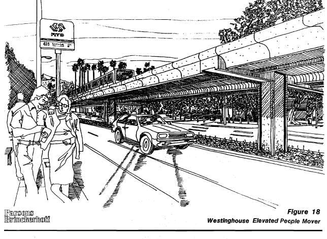 Proposed Westinghouse elevated people mover, 1988