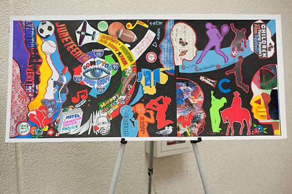 Elliott Pinkney's artwork "Compton" was selected as number 23 in the "Through the Eyes of Artists" poster series commissioned by Metro for display on Metro buses and trains.