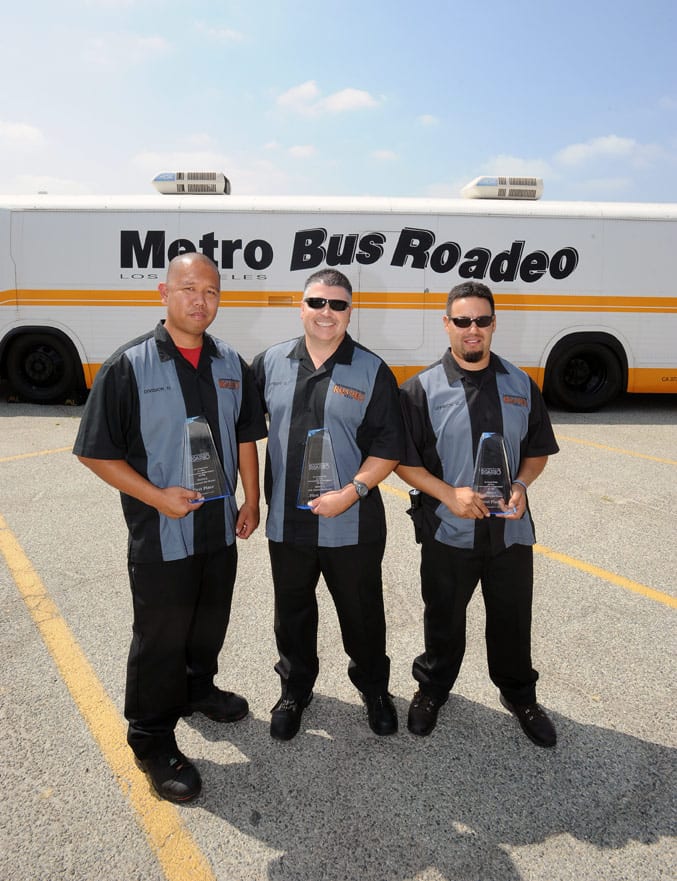 Top-scoring mechanics team, from left, Angel Feria, David Klinkenborg and Jose Moya 