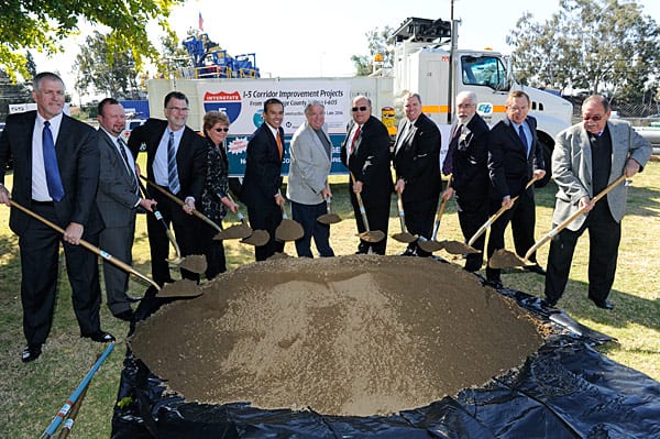 Officials break ground March 19 to launch the I-5 HOV Widening and Alondra Boulevard Bridge Project, the second of six segments of the I-5 South Corrdior Improvement Projects.