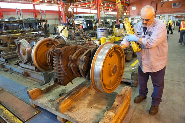Alex Apodaca preps gear box for overhaul.