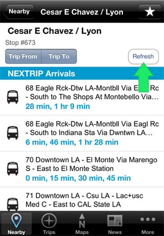 Bus Stop screen: Refresh my arrival times!