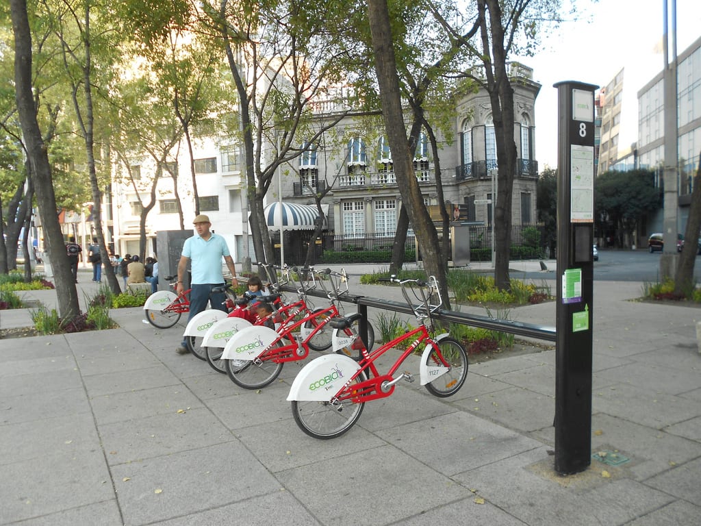 A bike sharing station in Mexico City. Photo by Denis Bocquet, via Flickr creative commons.