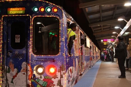 CTA Holiday Train, Belmont Station, Chicago. Photo by CTA SMALL 8248719168_123a3a7806_z