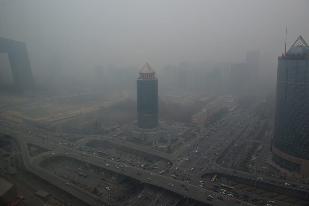 A photo of Beijing's smog taken on Monday after it had improved a bit from Saturday's high levels. Photo by Infinite Jeff, via Flickr creative commons.