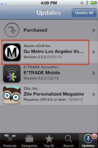 iPhone software update screen