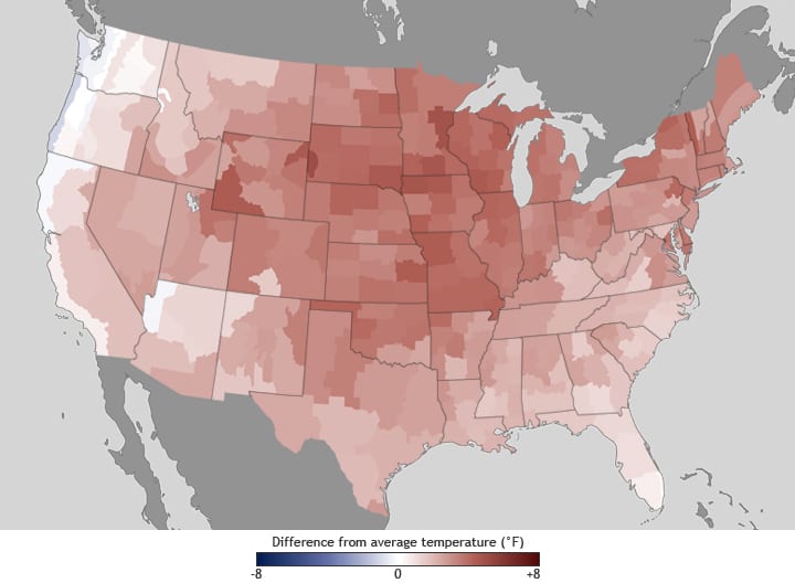 Temperature anomalies in 2012. Source: NOAA.