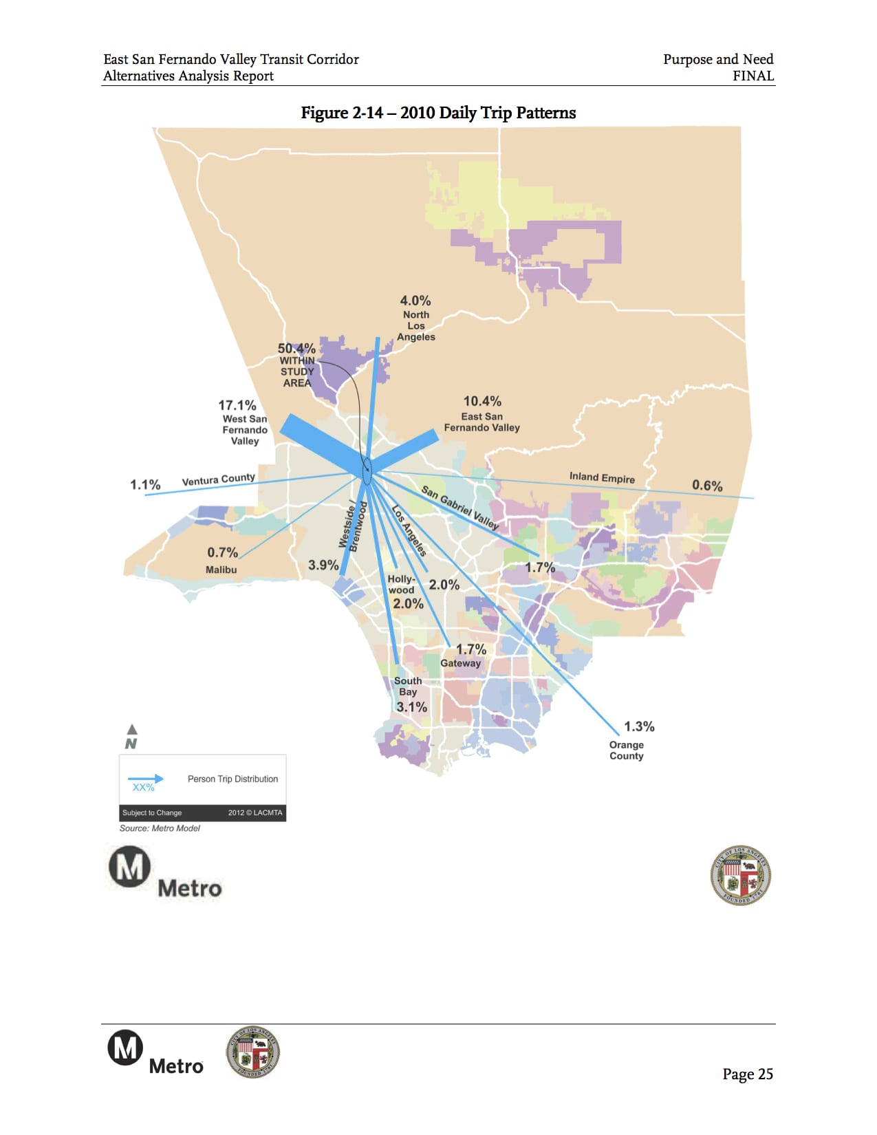 This map shows where transit-goers are headed in the San Fernando Valley and beyond. Click above to see larger.