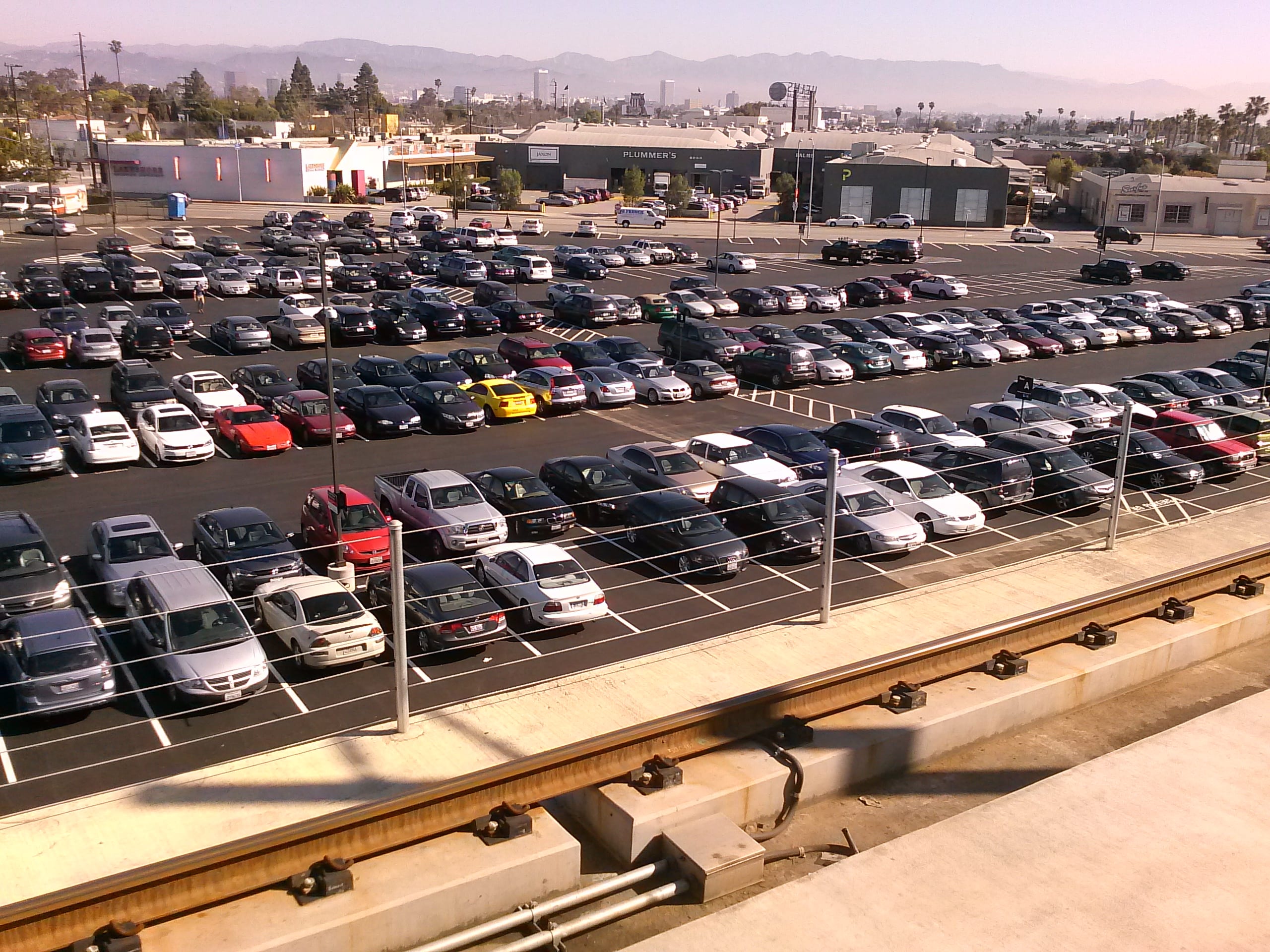 A view of the paved parking lot from the train platform. Photo by Metro.
