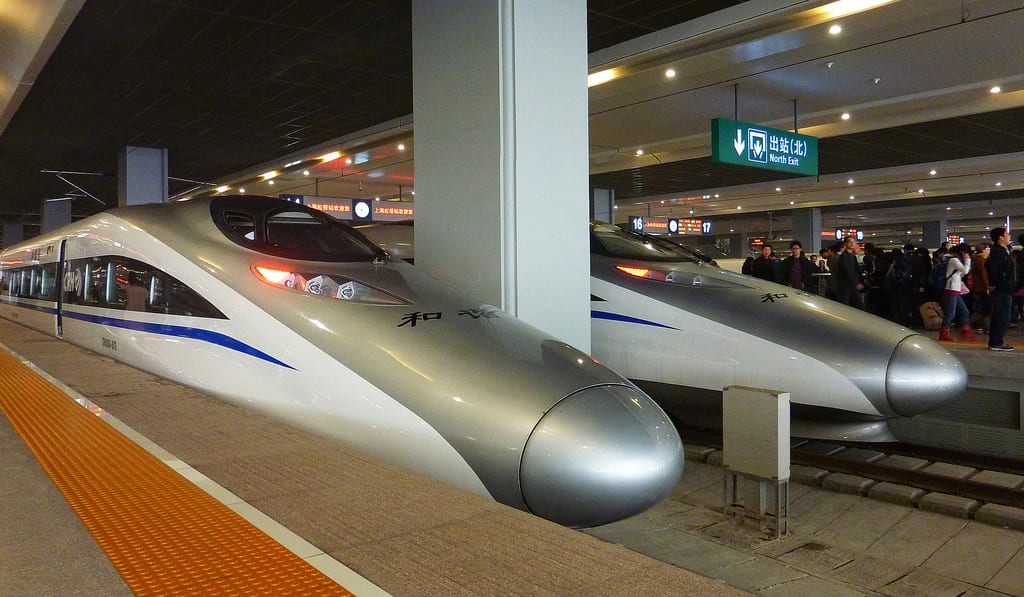 ART OF TRANSIT: Bullet trains in China in a 2010 photo. Photo: kwramm, via Flickr creative commons.