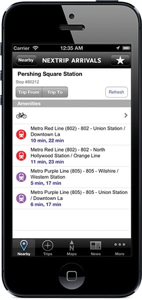 Real time rail arrivals