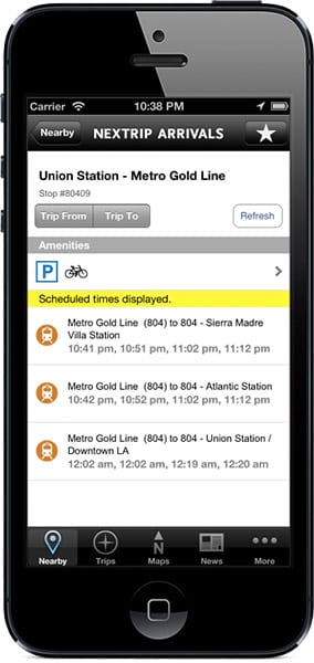 Scheduled rail arrivals