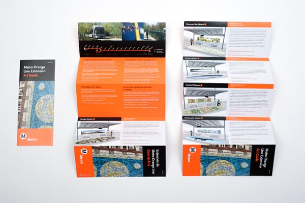 Metro Expo Line Art Guide, displaying artwork at the five stations along the Orange Line Extension.