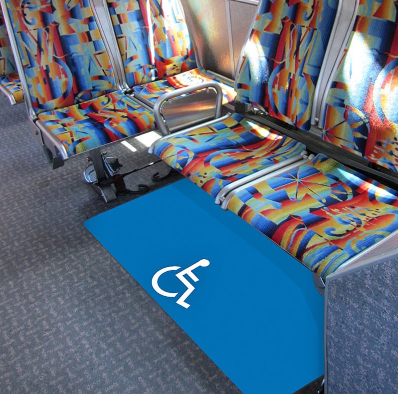 A rendering of how new wheelchair areas will be marked.