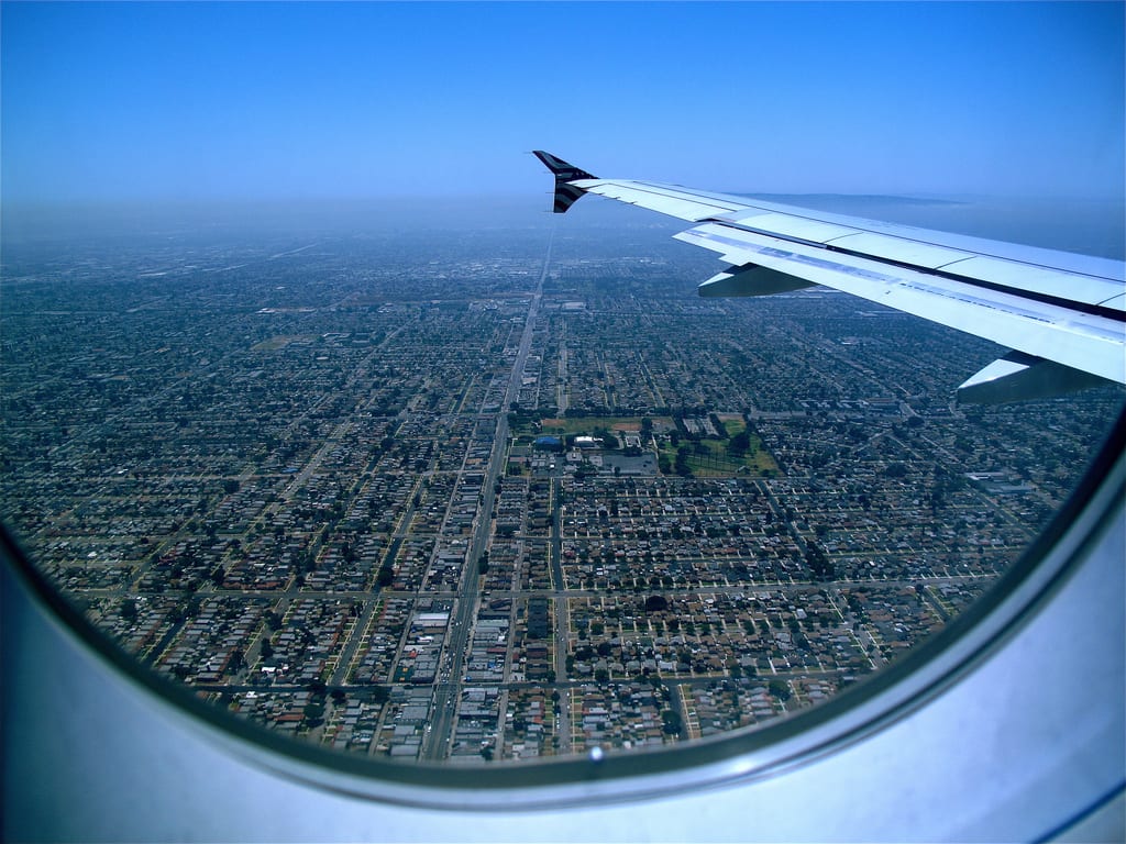 Sprawl as seen from an airplane. Photo by Premshee Pillai, via Flickr creative commons.