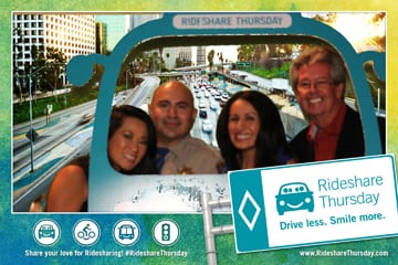 The Golden Pylon winners having photobooth fun and demonstrating how to rideshare! Photo provided by RecordedMemories.org