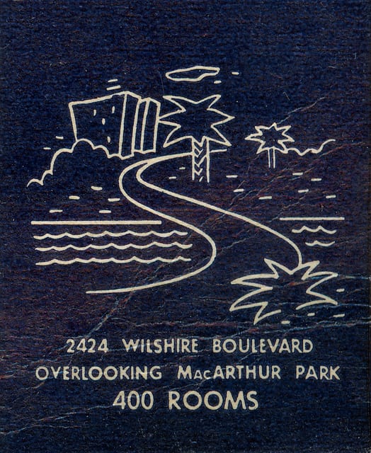 Vintage ad for Park Plaza Hotel near MacArthur Park. The hotel still exists today - and is served by the Westlake/MacArthur Park Station - as an event venue. Photo: jericl cat via Flickr Creative Commons