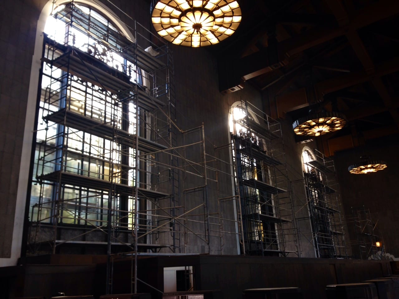 Work being done in the old ticket room at Union Station. Photo: Metro.