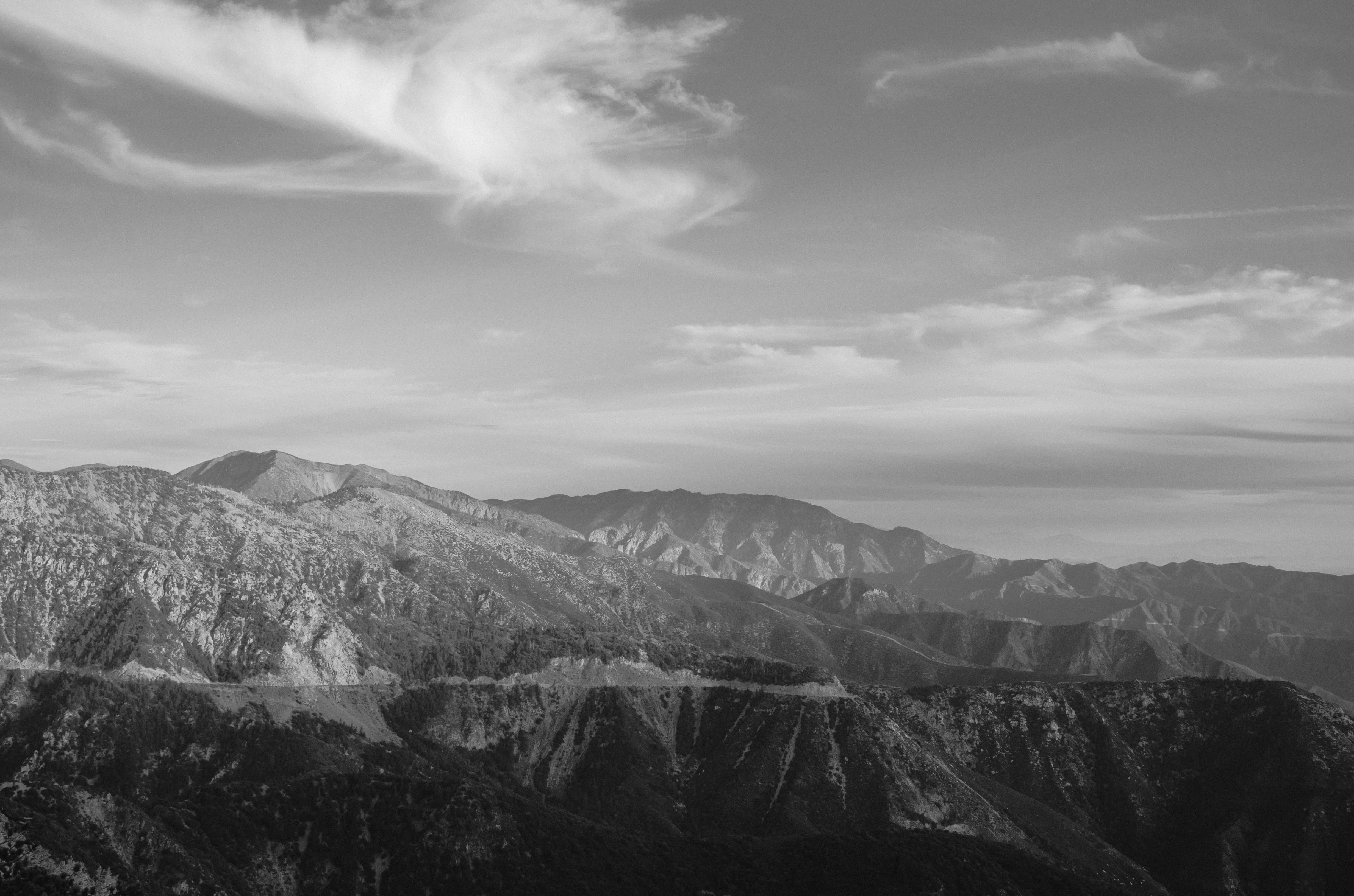 ART OF TRANSIT: The abandoned section of Highway 39 in the San Gabriel Mountains as seen from Mt. Waterman. Photo by Steve Hymon.