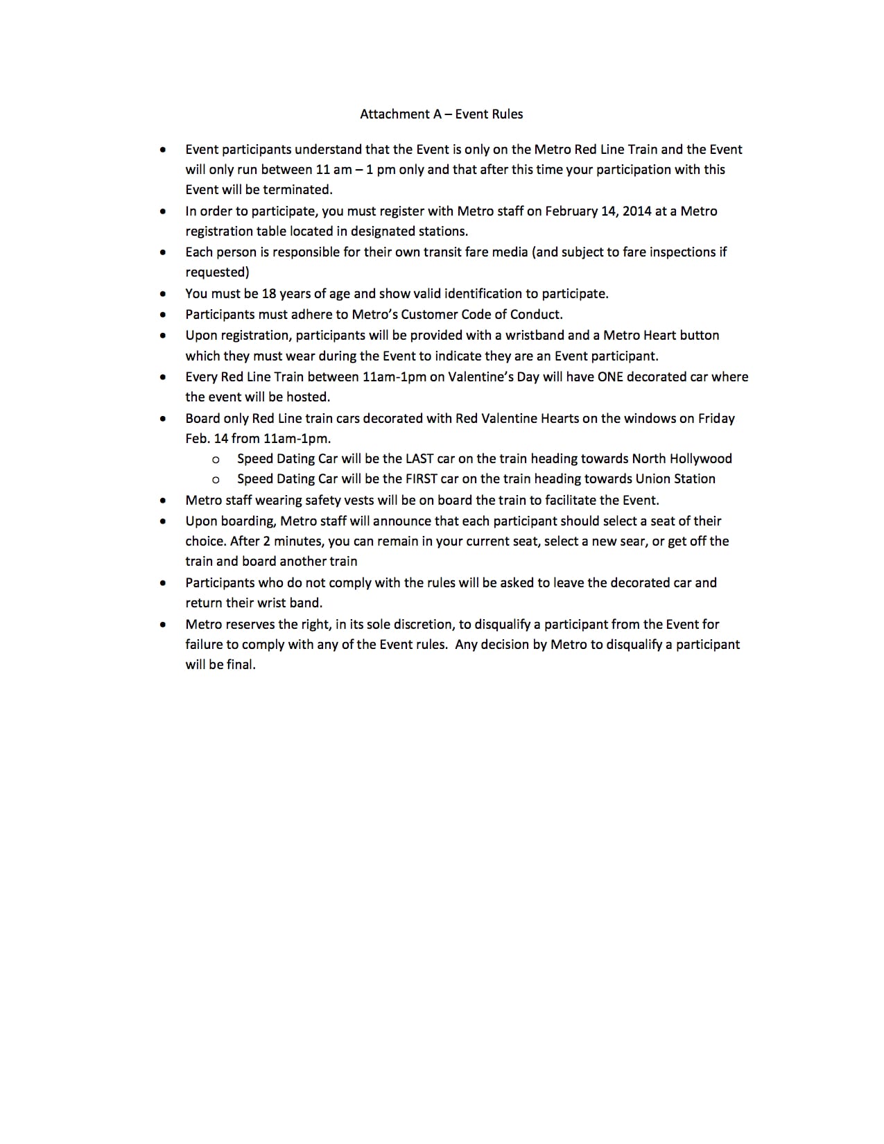 Attachment A - Event Rules