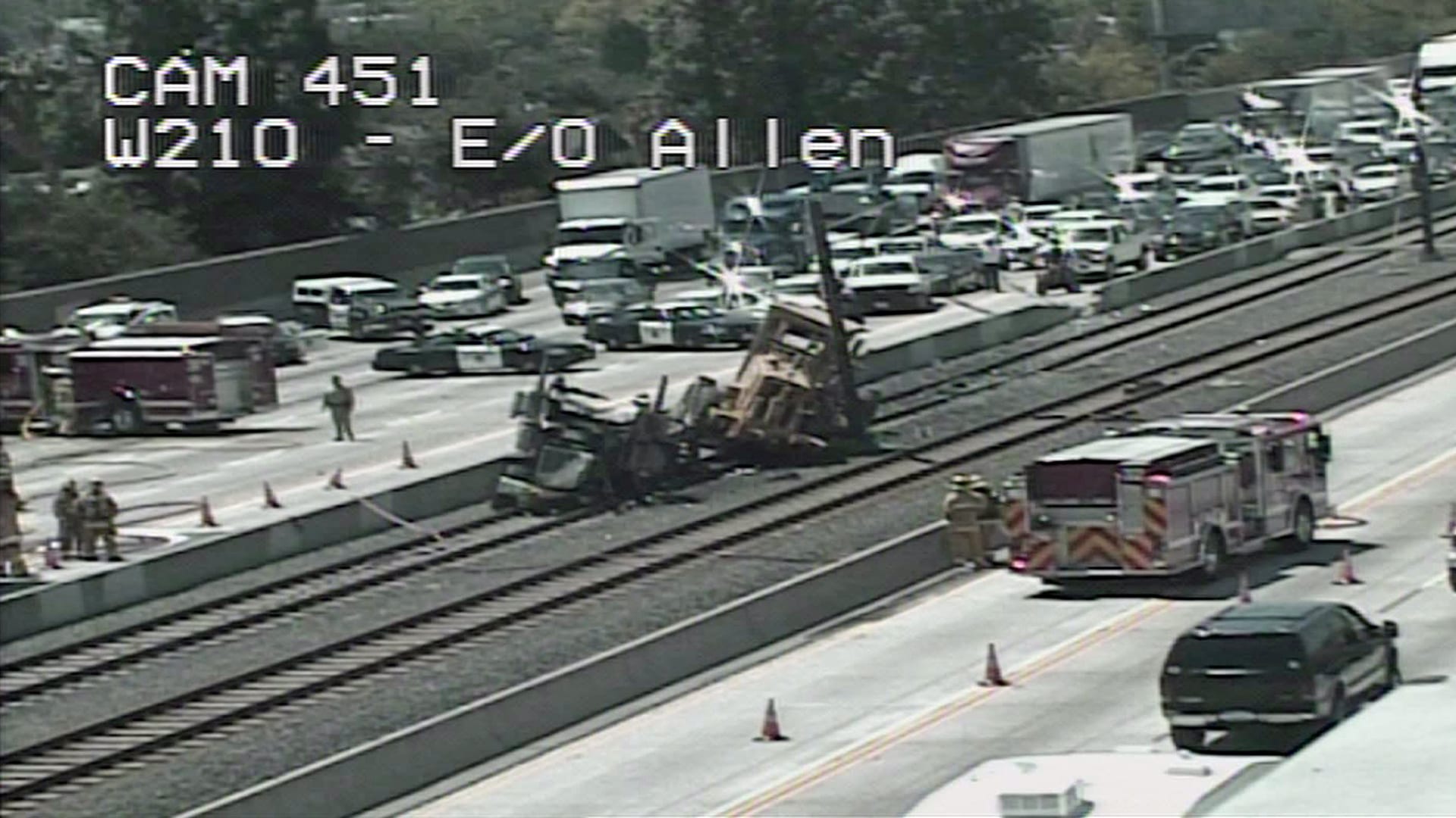 Still of the crash on the 210 taken from Caltrans traffic camera.