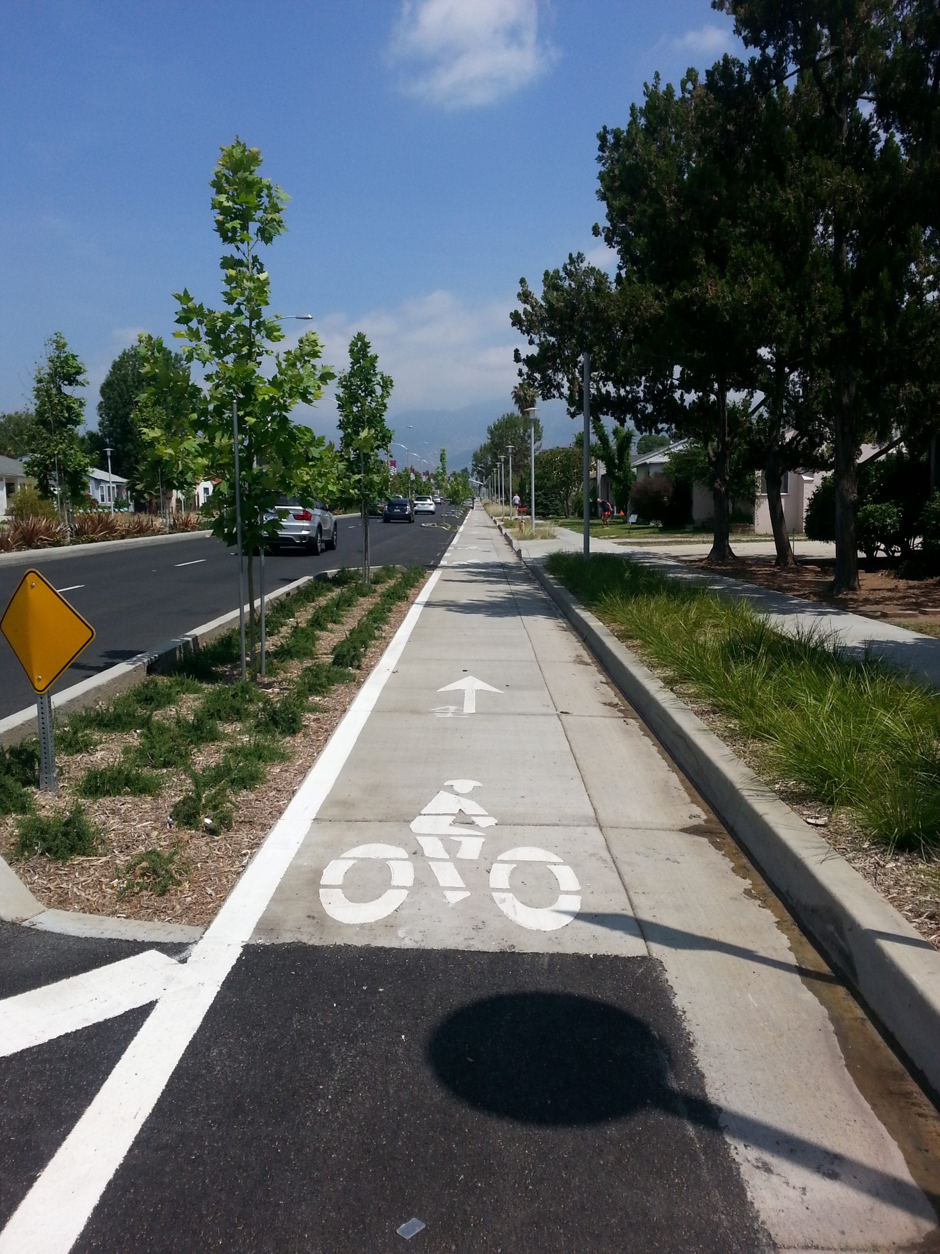 The new cycle tracks on Rosemead Boulevard in Temple City. Photo: Anna Chen/Metro