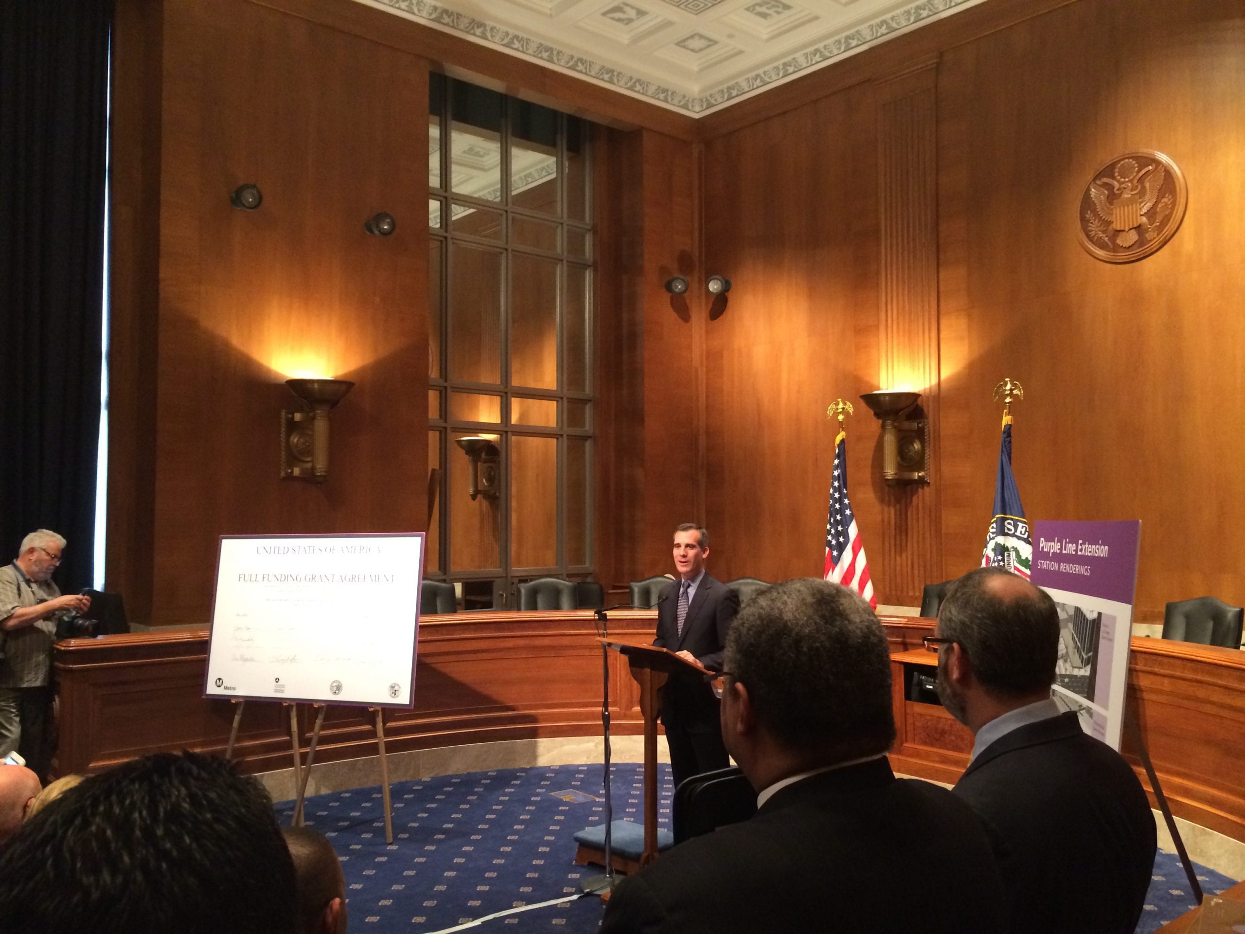 Los Angeles Mayor Eric Garcetti speaking at the signing this morning in Washington D.C. 