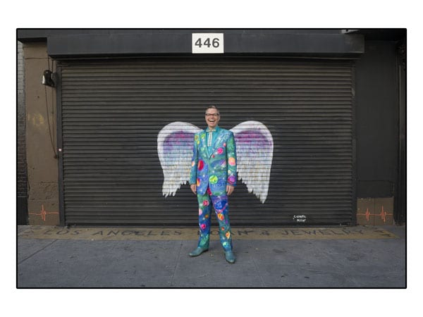 Charles Phoenix photographed by Gary Leonard. This photograph is apart of the artist's "Community of Angels" exhibit on view at the Vermont/Beverly Blvd Station on the Red Line as part of Metro Art's Photo Lightbox series.