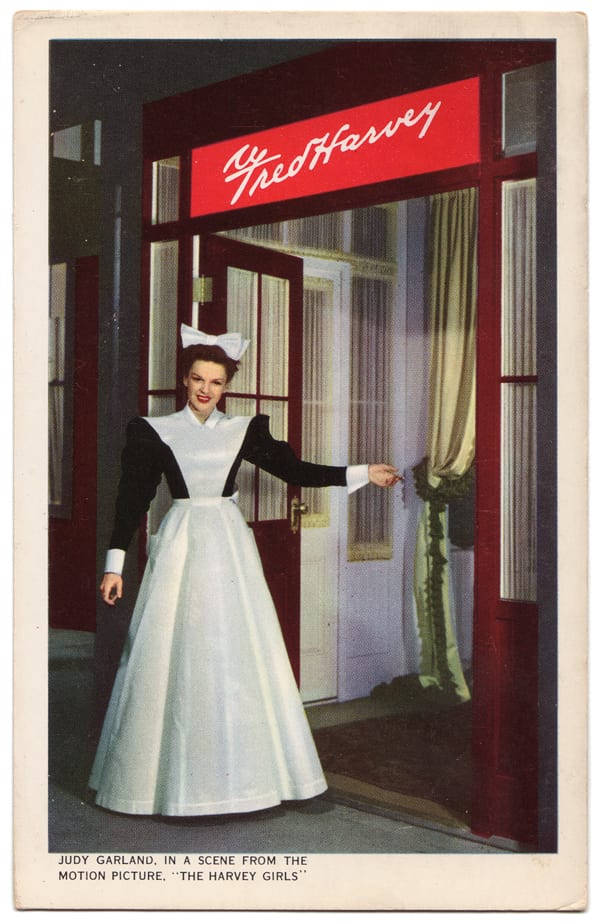Judy Garland in the 1945 movie musical, The Harvey Girls. From Appetite for America, courtesy of the Michael McMillan Collection.