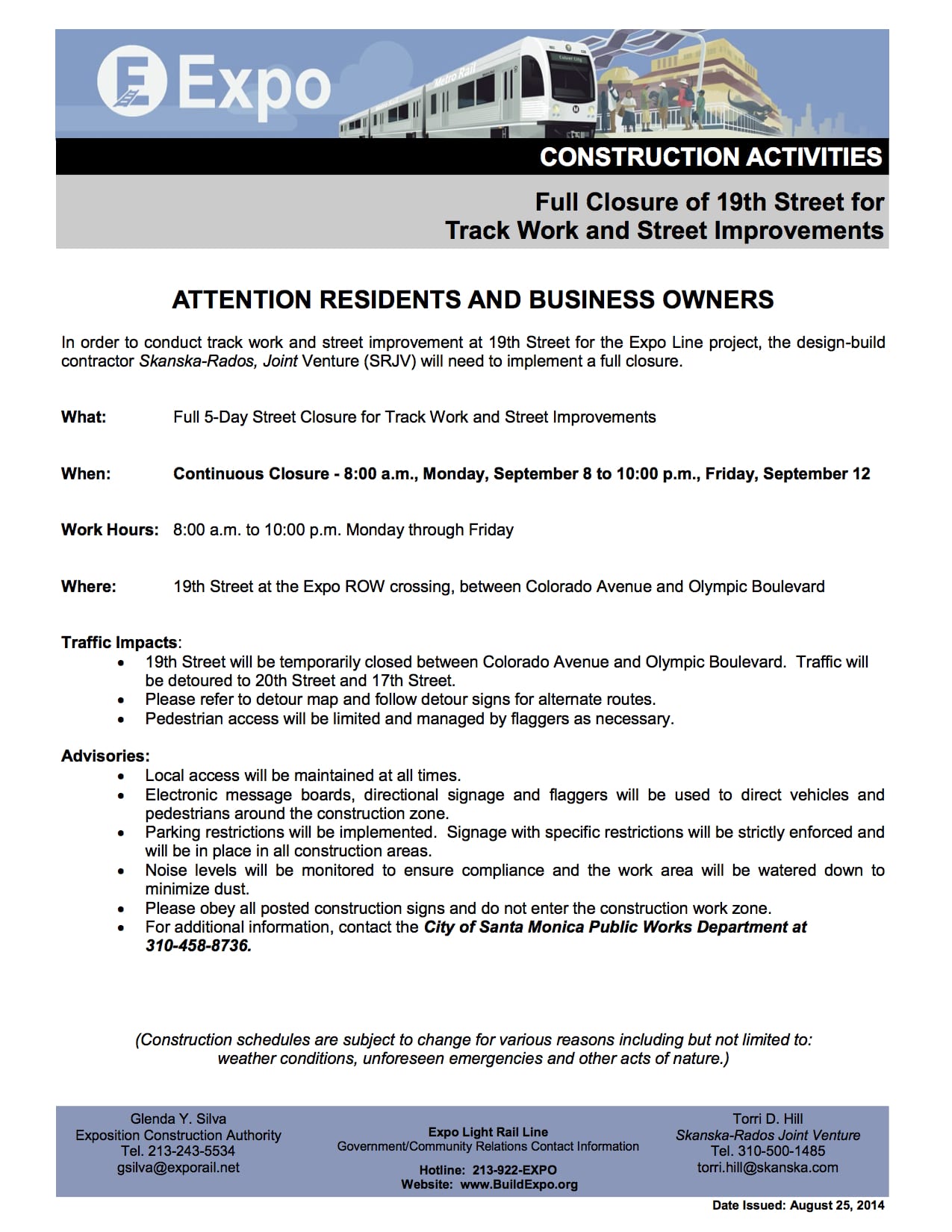 082214-EXPO-P2-CONSTRUCTION-NOTICE-19th-Street-Track-Work-and-Street-Improvements-