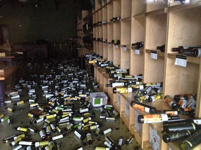 Damage at the Lucero store in Napa. Photo by Matthew Keys via Flickr creative commons. 