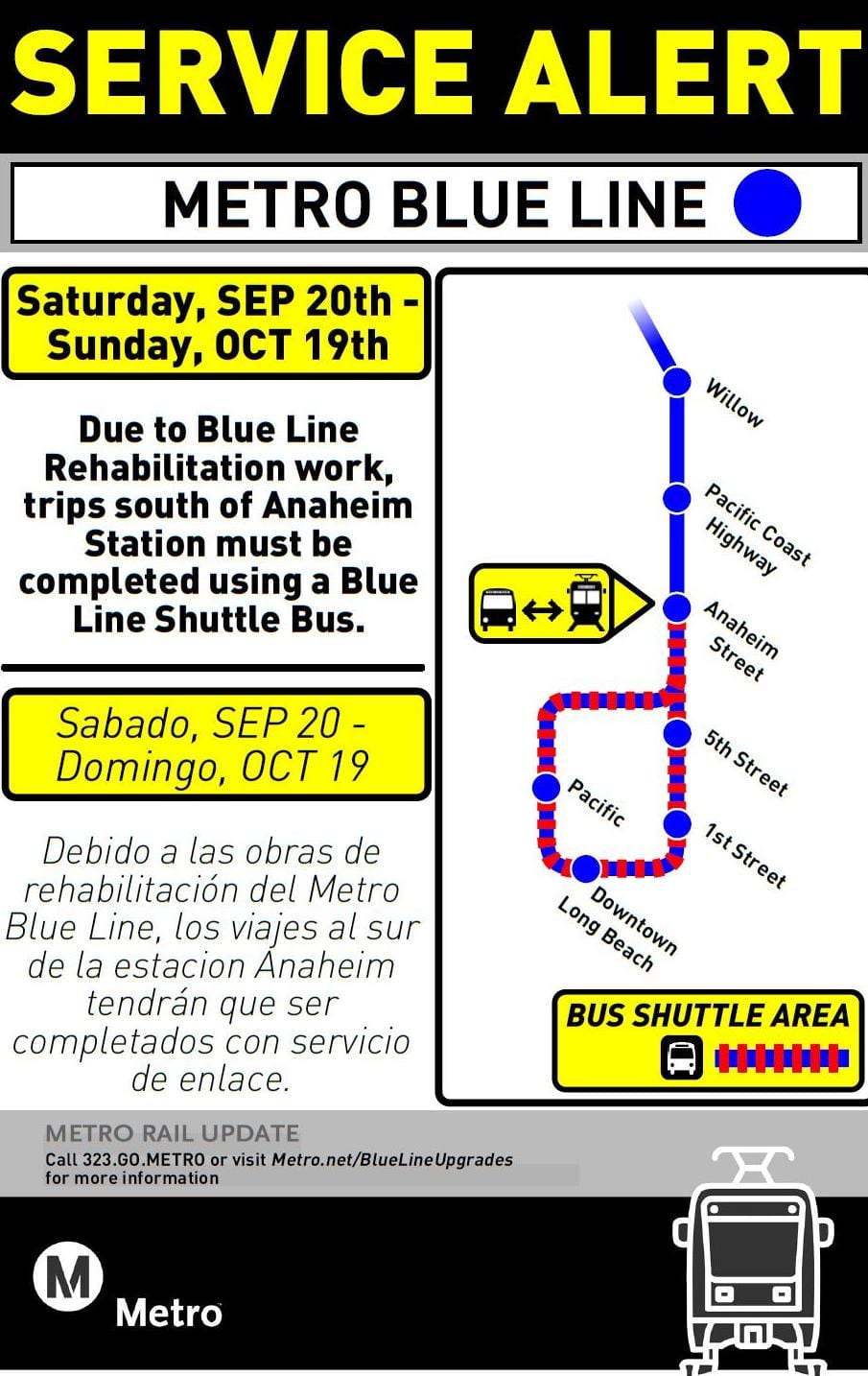 Blue Line closure alert poster