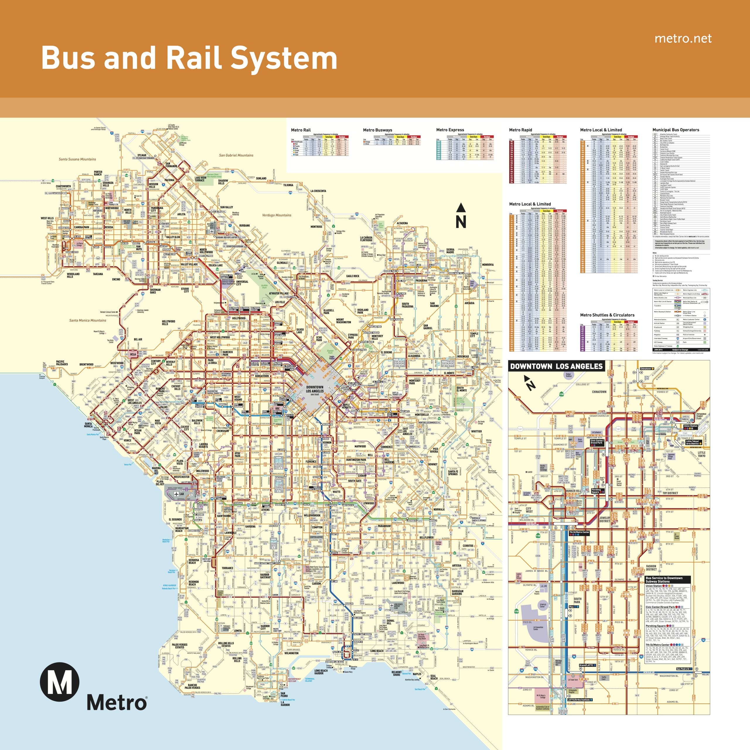 The Metro System map showing all the agencies' bus and rail lines. Click above for a pdf version that allows you to zoom in on different areas. 