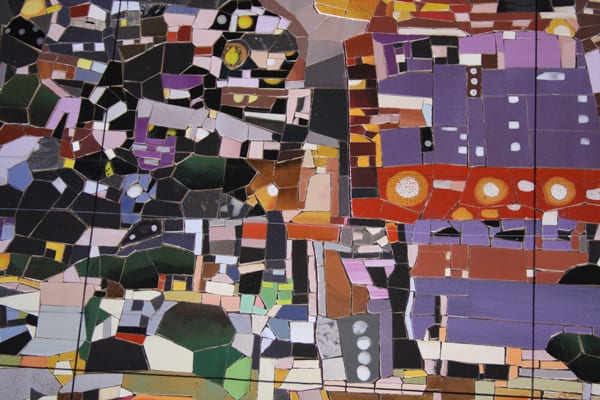 Detail of artwork rendered in ceramic tile pieces.  Photo: Mosaika Art & Design