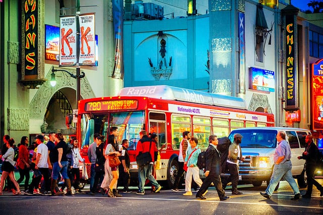 Metro Rapid 780 in Hollywood. (Photo: Steve Hymon / Metro)