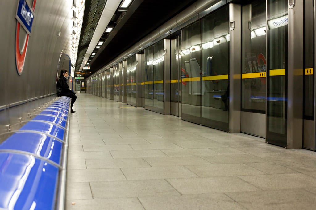 Subway platform doors in the London Tube. Photo by Lars Plougmann, via Flickr creative commons. 