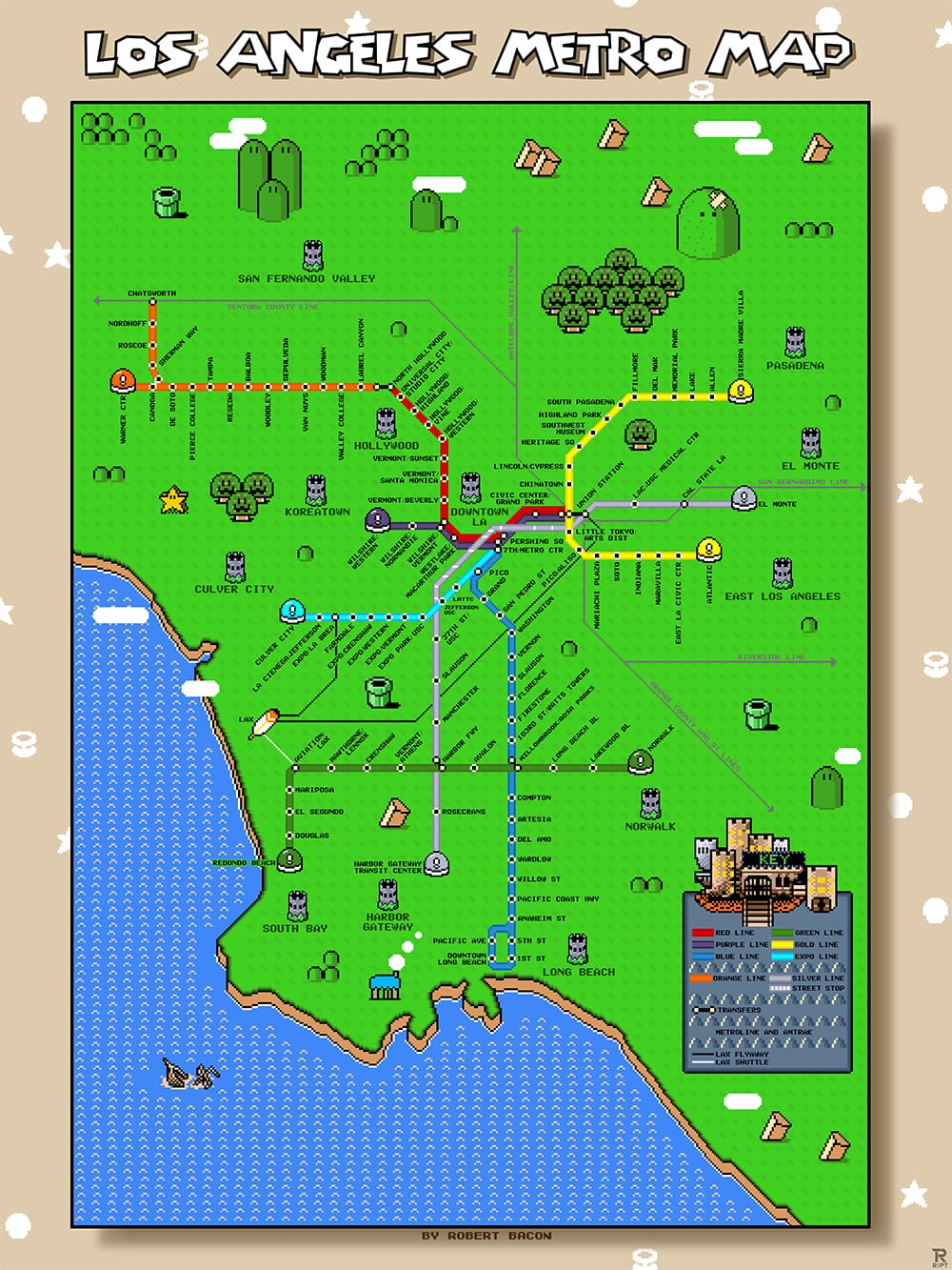 L.A. Metro Super Mario map (via ChicagoNow, created by Robert Bacon)