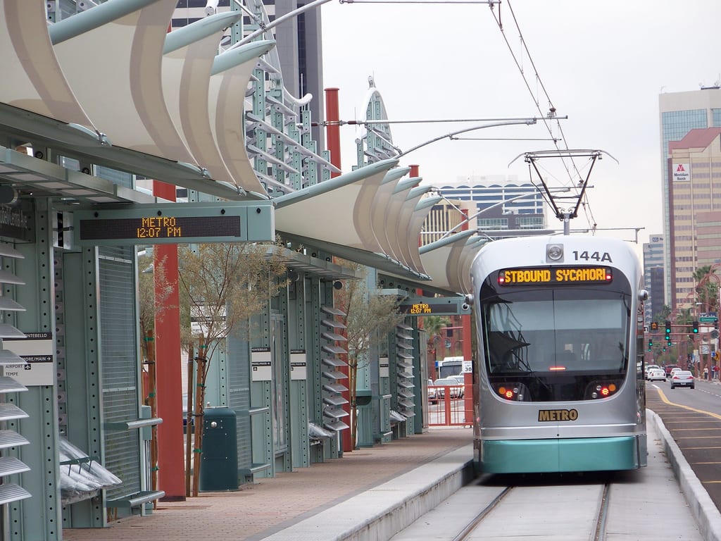 Light rail in Phoenix. Photo by Nick Bastian, via Flickr creative commons. 