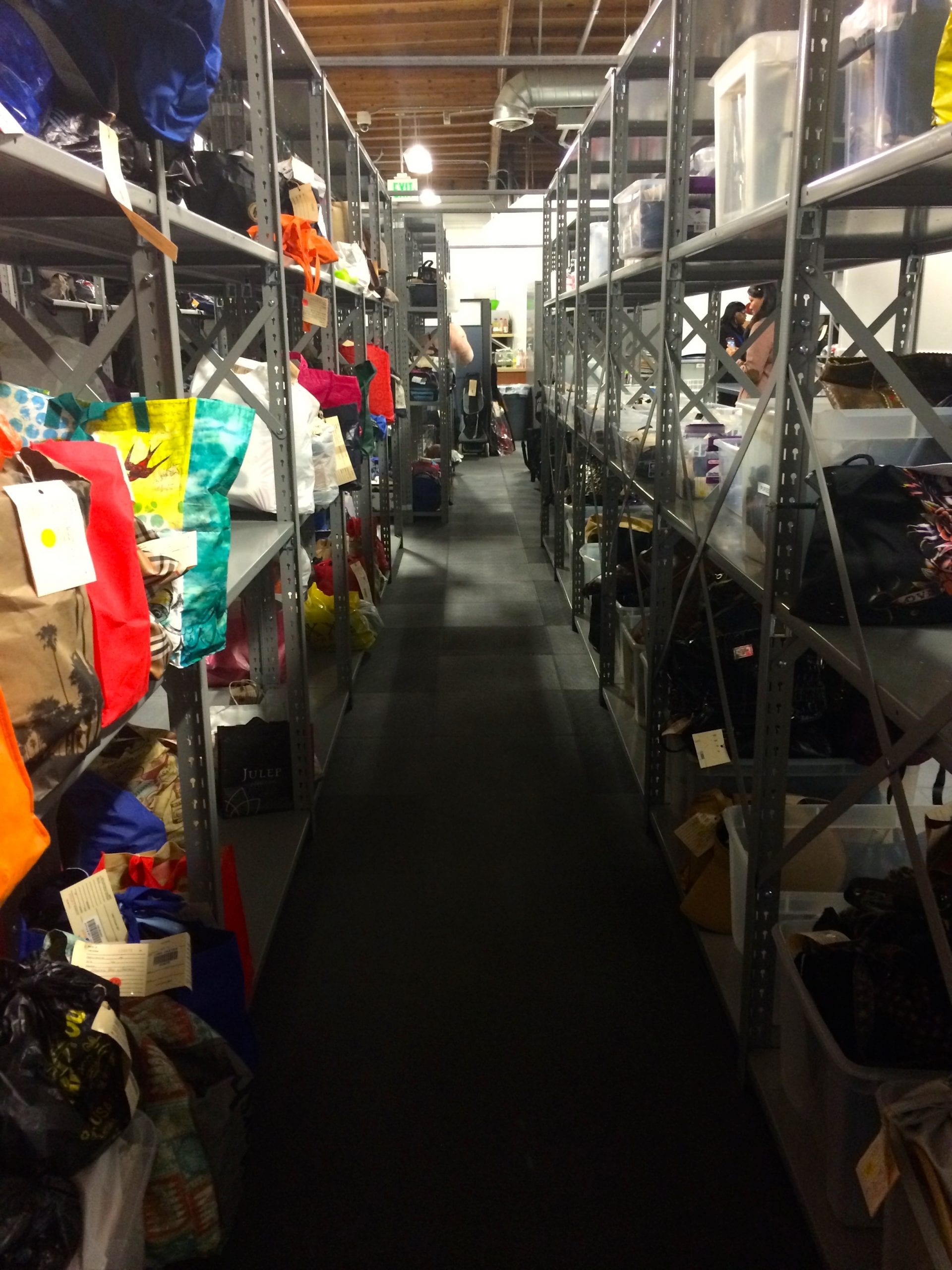 A peek down a row in the Lost and Found.