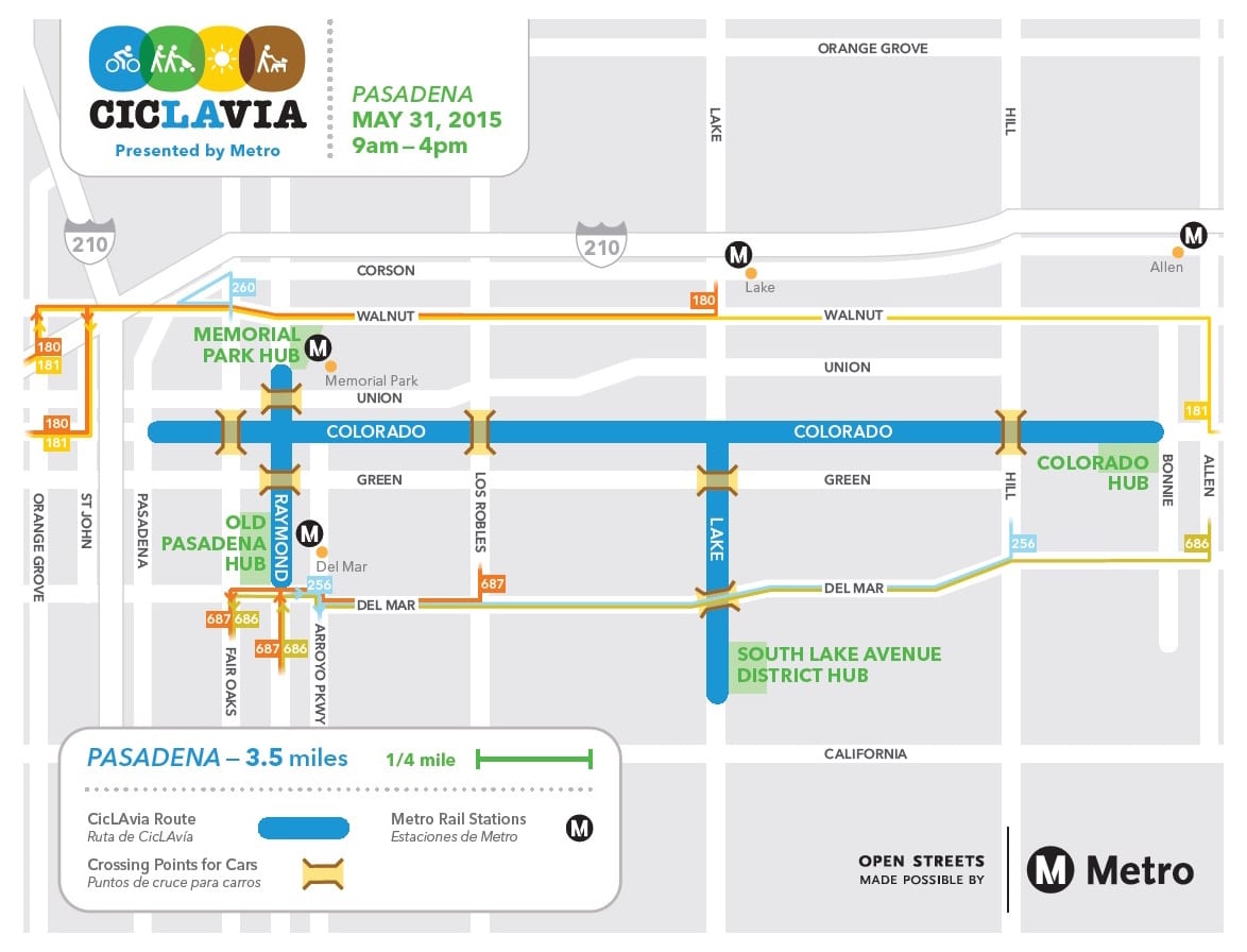 ciclavia pasadena detour map