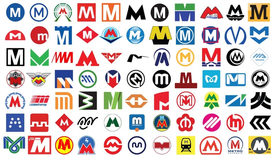 The Metro logos of the world. (Photo: Marc Byrnes/CityLab)