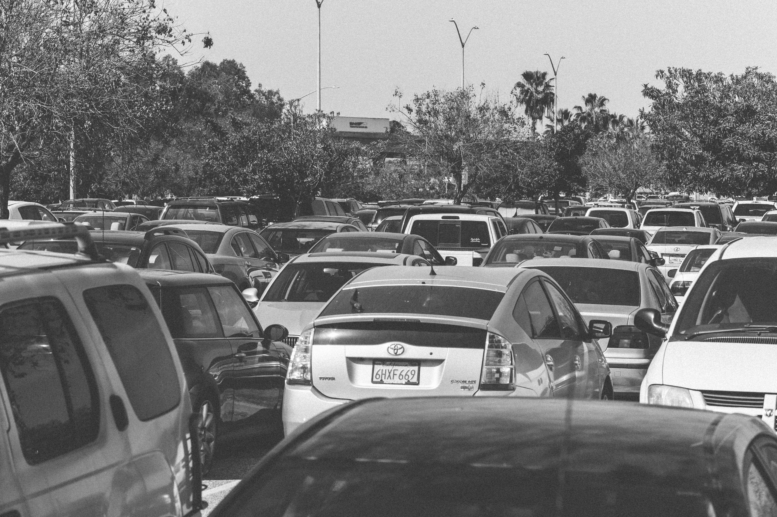 Cars in the sprawling parking lot with 1,792 spaces at the Green Line's Norwalk Station earlier this year. The lot fills up most weekdays.